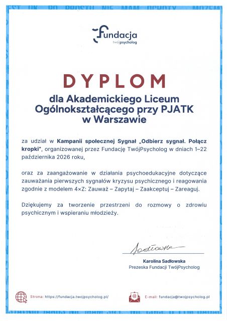 Dyplom dla ALO